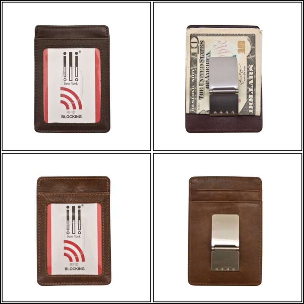 Relisted NWOT RFID leather credit card holder money clip
